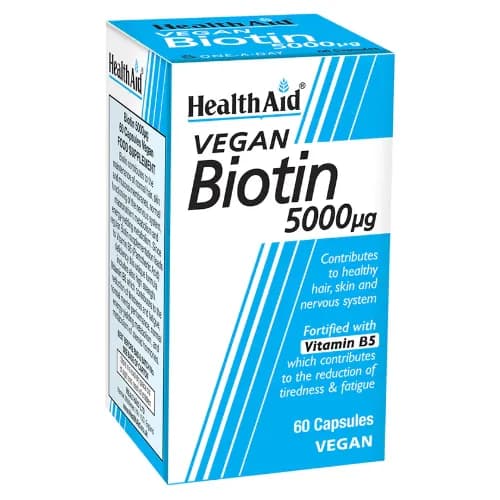 Healthaid Vegan Biotin 5000 With Vitamin B5 60 Capsules