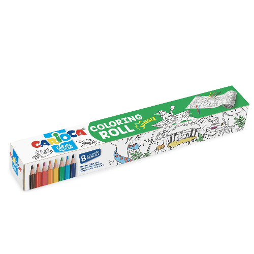 Coloring Roll Jungle + 8Pcs Color Pencil Set 200X30 Cm, Carioca