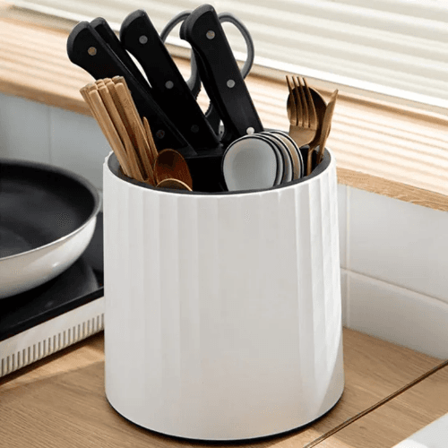 360° Rotatable Multifunctional Large-Capacity Kitchen Knife & Cutlery Organizer