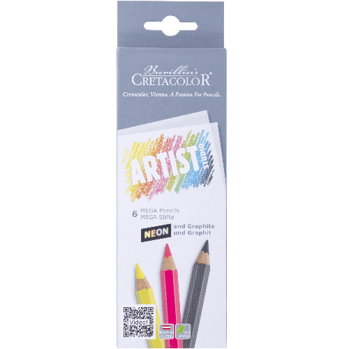 Mega Neon Pencils Set Of 6, Artist Studio Line - Cardboard Box