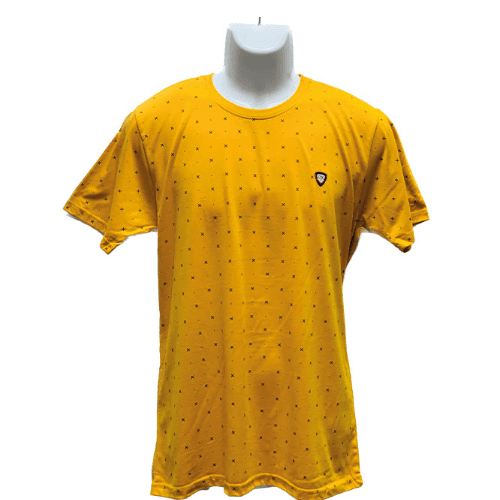 Gdk Round Neck Patterned T Shirt Xxl Yellow Mcin60E (Buy 1 Get 1 Free) 