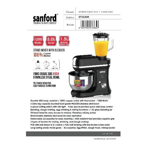 Sanford Stand Mixer With Blender 1200 Watts