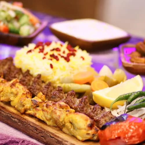 Meat Kubideh With Saffron Chicken
