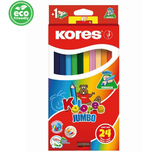 Kolores Jumbo Triangular, 5Mm With Name Field And Jumbo Sharpener / 24 Pencils