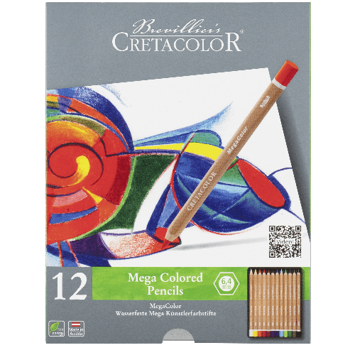 Colored Pencils Megacolor Set Of 12, Tin Box, Assorted