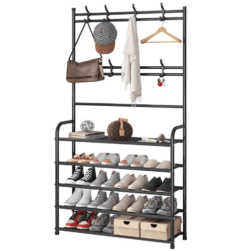 3In1 Multifunctional Hall Tree Shoe Rack With Storage Organizer