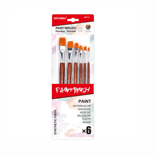 Motarro Synthetic Fiber Paint Brush 6 Piece Set