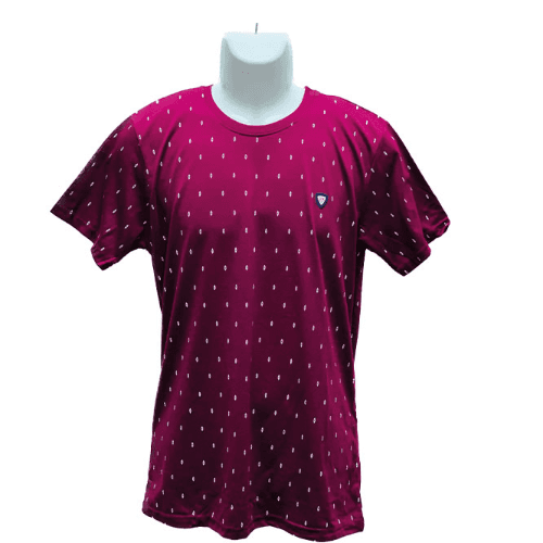 Gdk Round Neck Patterned T Shirt Xxl Maroon Mcin57E (Buy 1 Get 1 Free) 