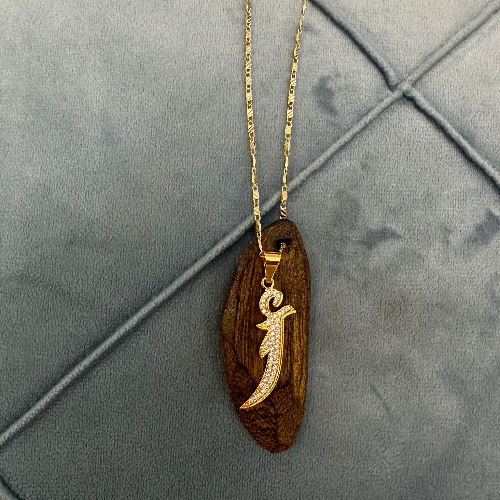 Golden Car Pendant With Arabic Letter - أ - Code of Scents