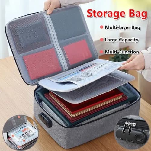 3 Layer Document Organizer File Bag With Safety Lock