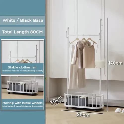 Classic Minimalist Modern Metal Clothing Stand Wardrobe Garment Storage Rack With Wheel