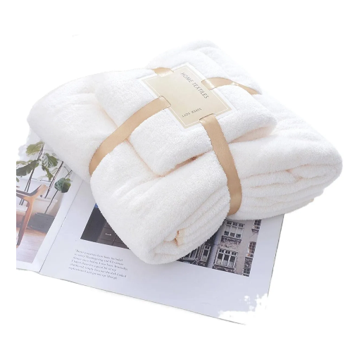 2 Pcs Bath Towel Set For Kids And Adults, Soft Coral Fleece Bath Towel Gift Pack