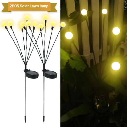 2 Pcs Solar Waterproof Outdoor Led Firefly Garden Decor Light (Zero Electricity Cost)