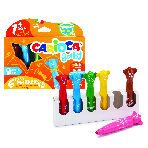 Marker Washable Felt Tip, Set Of 6Pcs+1, Carioca Baby