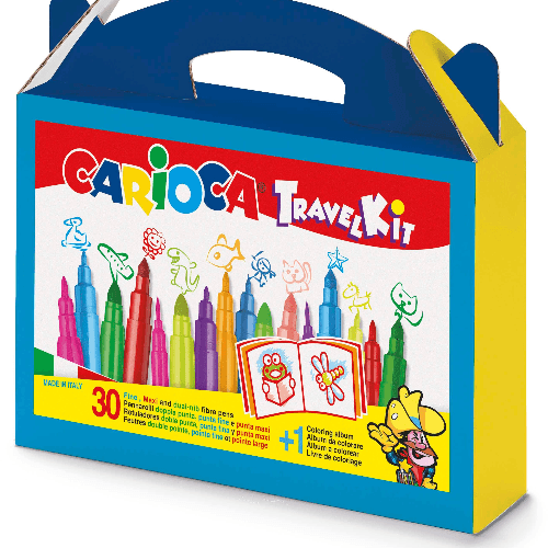 Coloring Set, Travel Suitcase, Set Of 30 Pcs Felt Tipcs + Coloring Album, Carioca