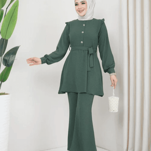 Uslu Moda Turkish Women's Ayrobin Formal Dress U12 - Mineral Green