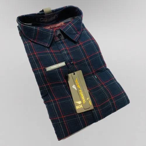 Mc03Gd Boccatti Men Regular Fit Dark Blue And Red Checkered Casual Shirt Size 40 (Buy 1 Get 1 Free) 