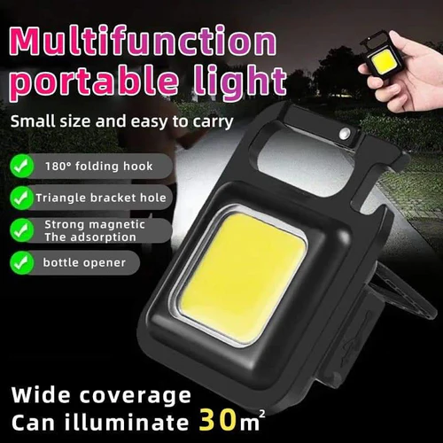 3 Pieces Led Keychain Cob Rechargeable Flashlight - Mini Portable Multifunctional Work Light