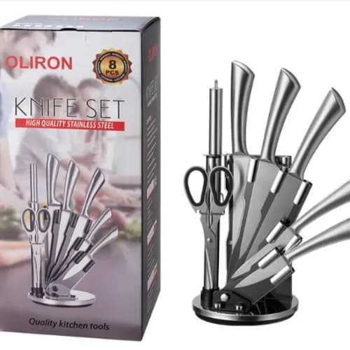 8 Pcs/Set Stainless Steel Kitchen Knife Set, Household Rotating Kitchen Tools