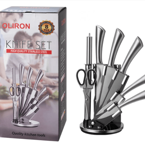 8 Pcs/Set Stainless Steel Kitchen Knife Set, Household Rotating Kitchen Tools