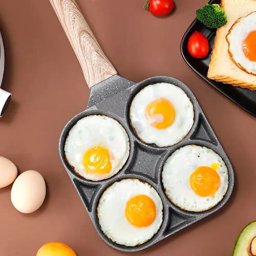 4 Hole Fried Egg Pan, Non Stick Egg Burger Pan, Breakfast Pancake Maker