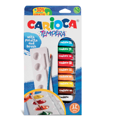 Tempera Tube, Set Of 12 X 10Ml, Assorted Basic Color, Carioca