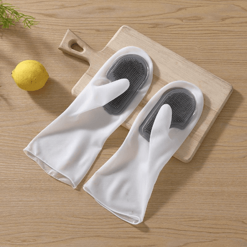 1Pair Silicone Gloves For Dishwashing, Kitchen, Household Cleaning