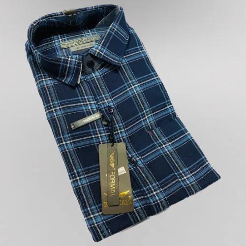 Mc06Gd Boccatti Men Regular Fit Dark Blue And Sky Blue Checkered Casual Shirt Size 40 (Buy 1 Get 1 Free) 