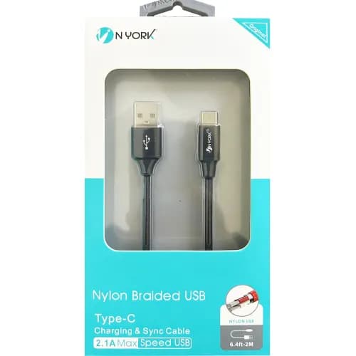 Nyork Nylon Usb Cable Type-C 2M