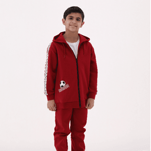 Kids Football Jacket and Jogger Set, Burgundy, 1Y -  Brush And Needle