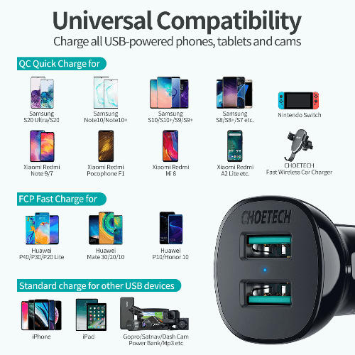 Dual Usb Car Charger 30W