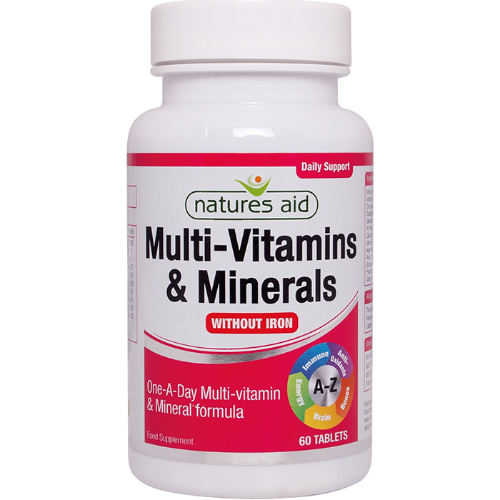 Natures Aid Multi-Vitamin & Minerals W/O Iron Tab 60's