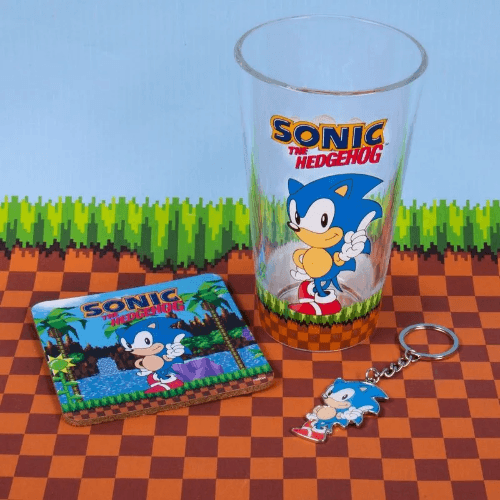 Sonic The Hedgehog Glass, Coaster & Keyring Gift Set