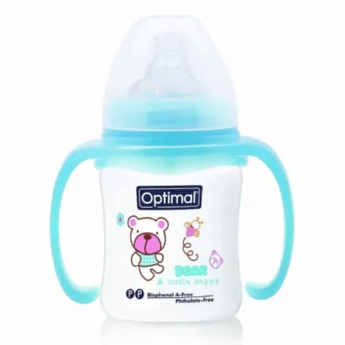 Optimal Big Neck Feeding Bottle With Handles, 180ml