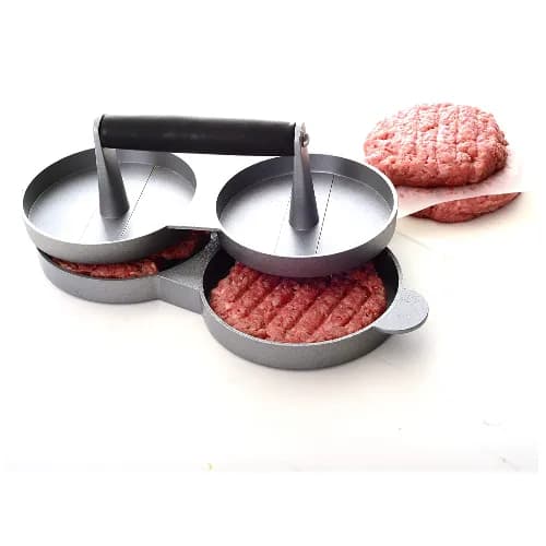 Double Burger Press Mold Non Stick All Metal Burger Patty Press Chicken Beef Steak Bbq Mold Maker