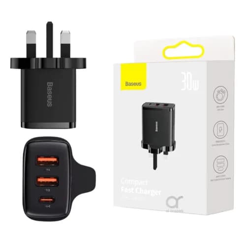 Fast Charging Adapter 2 Usb + Type C 30W Baseus