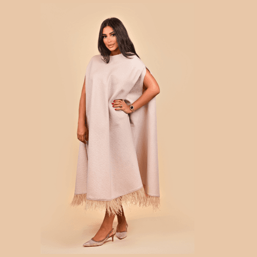 Lartiste - OFF-WHITE DRESS WITH FEATHER FREE SIZE
