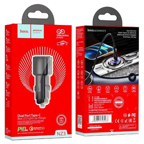 Hoco Car Charger “Nz3 Clear Way” Pd Dual Port Set With Cable