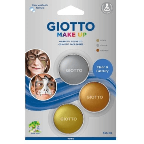 Face Paint Pan,Make Up Colors Pack Of 3Pcs (Gold,Silver,Bronze ) Giotto