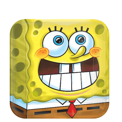 Spongebob Classic Square Plates 9In, 8Pcs