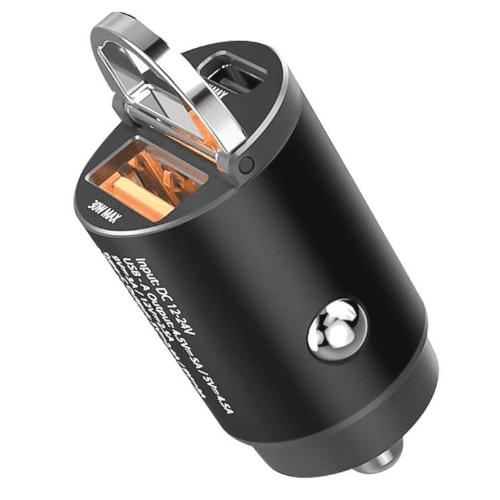 SwitchEasy Powerbuddy 30W Fast Charging  2In1 Car Charger ( USB-C, USB-A) Black