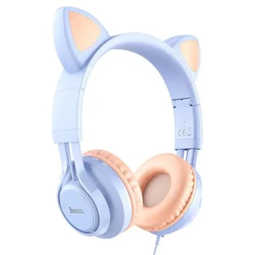 Hoco Kids Headphones W36 Cat Ear With Mic-blue