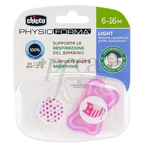 Chicco Silicon Soother Light Girl Pink 6-16m