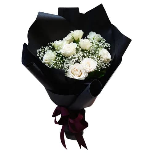 White With Black Wrapping Bouquet