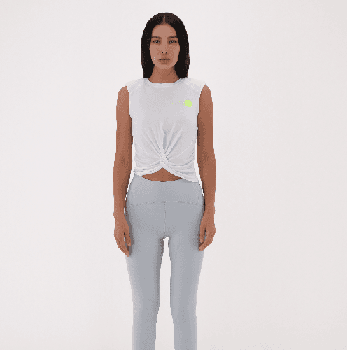 Women Wrapped Top + Legging Set White\Grey, XSmall -  Brush And Needle
