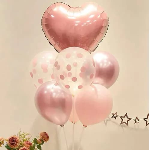 1 Pieces Heart Shape + 6 Pieces Helium Balloon