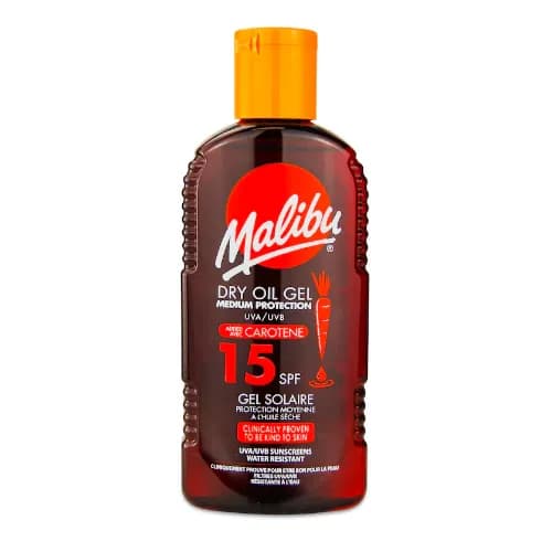 Malibu Spf15 Dry Oil Gel W Carotene 200 Ml