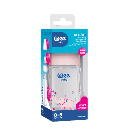 Wee Baby Heat Resistant Patterned Classical Wide Neck Glass Fedding Bottle 180Ml (Sold Separately Subject To Availability) (Buy 1 Get 1 Free)