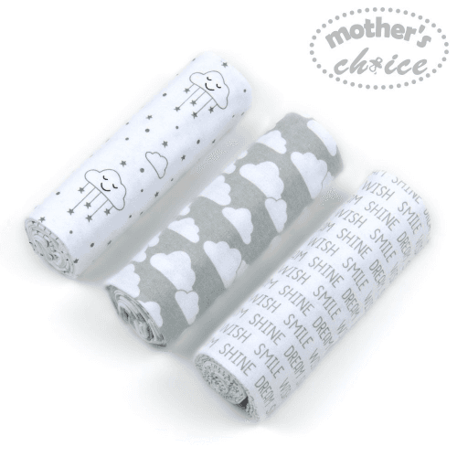Mother'S Choice-3Pk Flannel Receiver With Overlock Binding Grey (Buy 1 Get 1 Free)