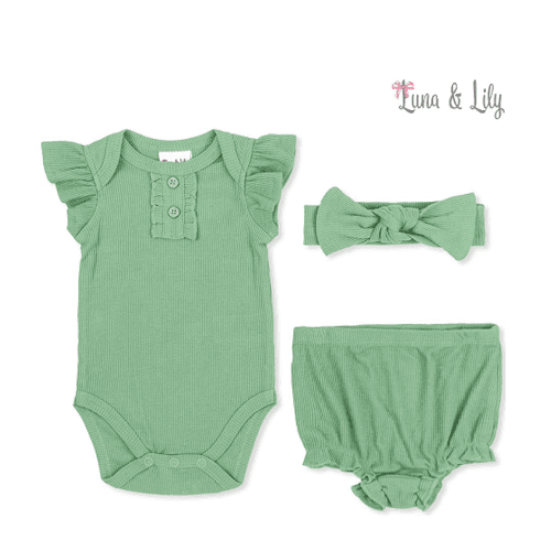 Luna & Lily Girls Body Shorts And Headband 0-3M
